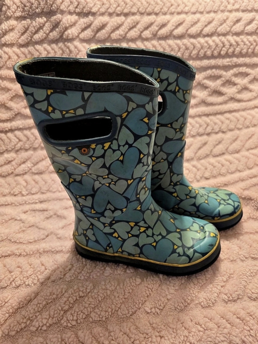 BOGS Printed Rain Boots Blue & Yellow